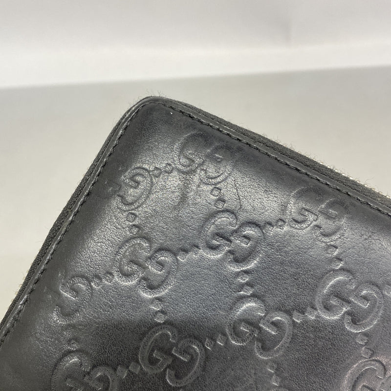 【6kb0735】グッチ 長財布 グッチシマ 233025 レザー ブラック シルバー金具【中古】レディース