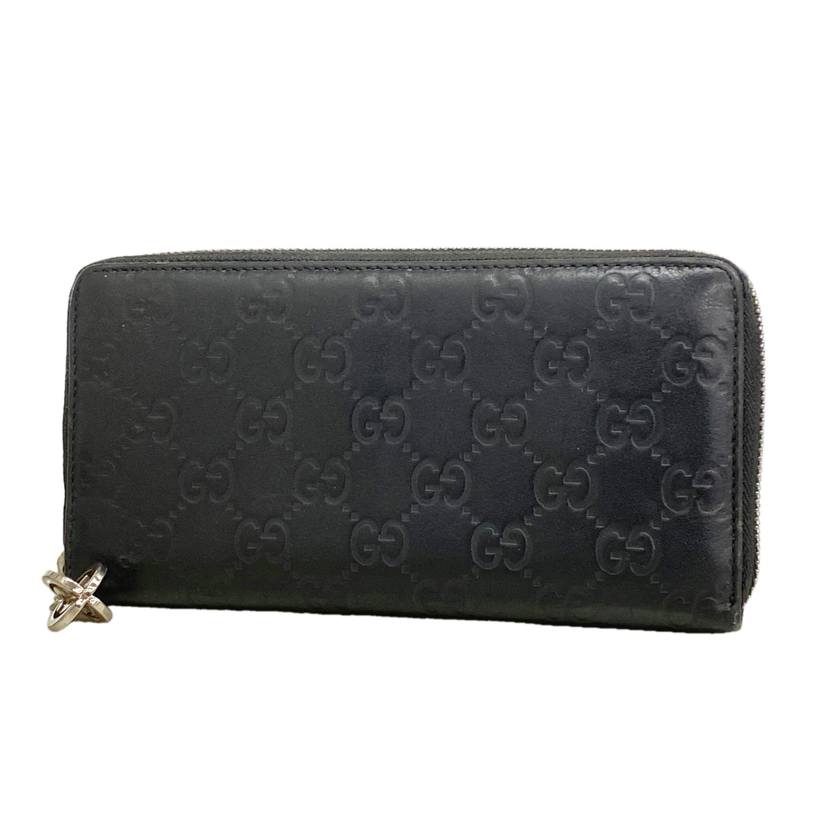 【6kb0735】グッチ 長財布 グッチシマ 233025 レザー ブラック シルバー金具【中古】レディース