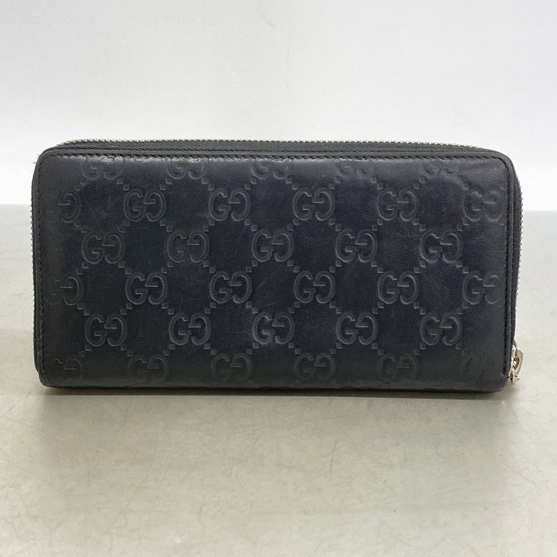 【6kb0735】グッチ 長財布 グッチシマ 233025 レザー ブラック シルバー金具【中古】レディース