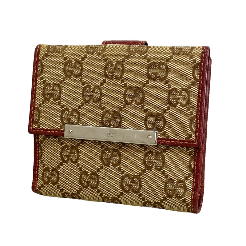 【6kb0755】グッチ 財布 GGキャンバス 112664 キャンバス ブラウン シルバー金具【中古】レディース