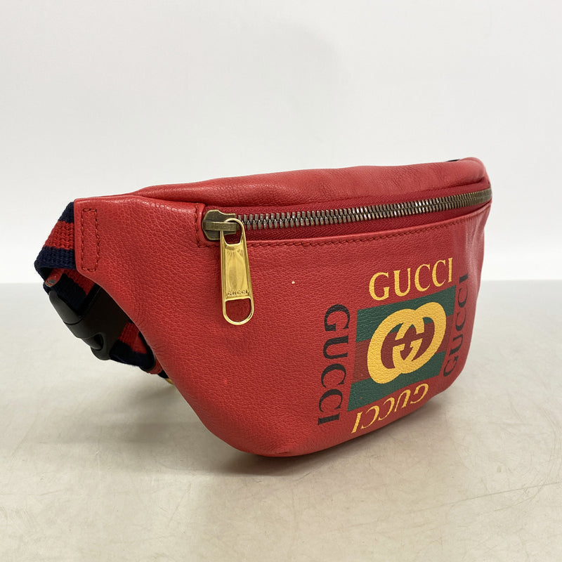 【6kb0781】グッチ ウエストバッグ 527792 レザー レッド ゴールド金具【中古】メンズ