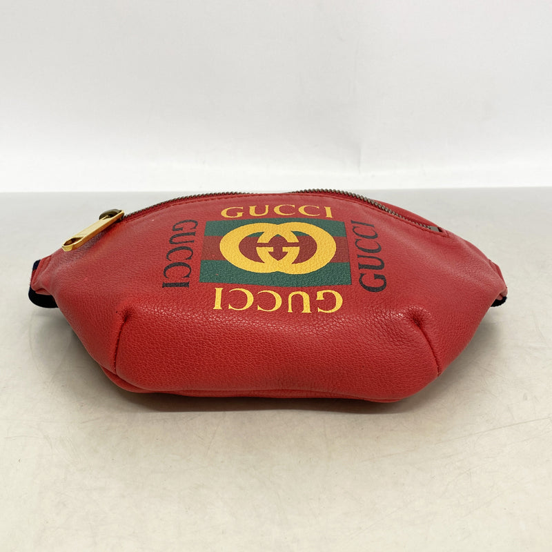 【6kb0781】グッチ ウエストバッグ 527792 レザー レッド ゴールド金具【中古】メンズ