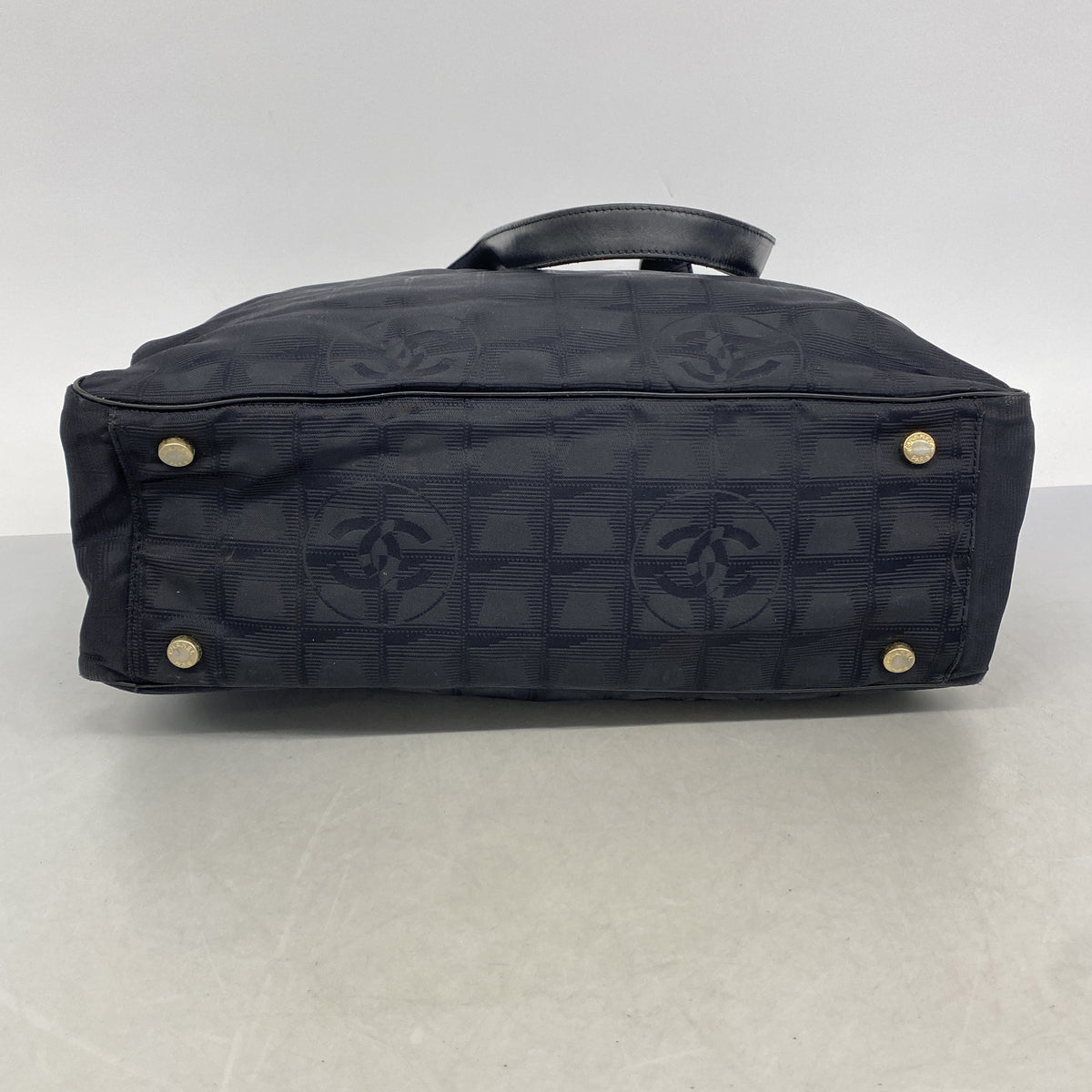 【6kb0793】シャネル トートバッグ ニュートラベル ナイロン ブラック シャンパンゴールド金具【中古】レディース
