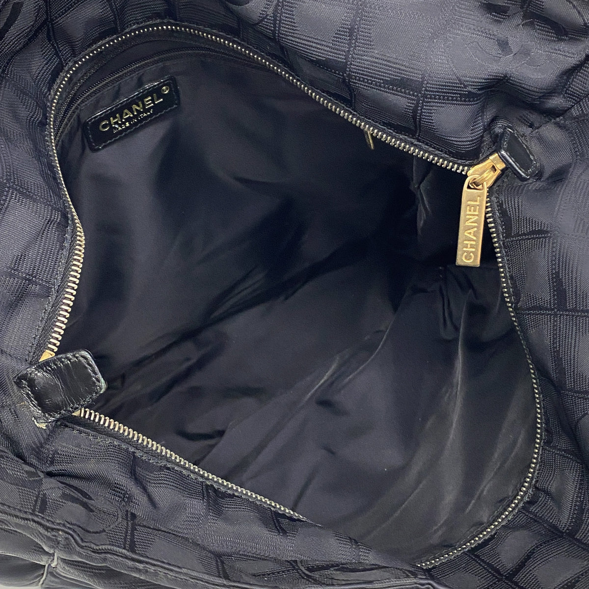 【6kb0793】シャネル トートバッグ ニュートラベル ナイロン ブラック シャンパンゴールド金具【中古】レディース