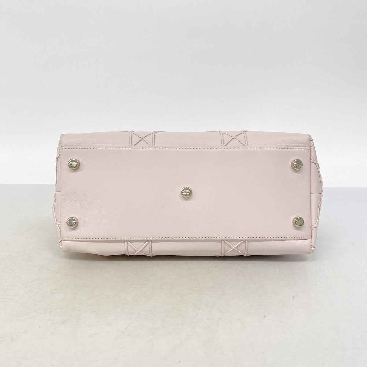 【6kb0847】クリスチャンディオール ハンドバッグ カナージュ レザー ピンク シルバー金具 2wayバッグ【中古】レディース