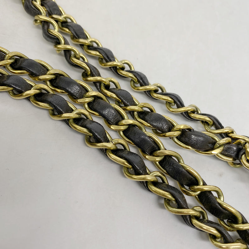 【6kb0849】シャネル ショルダーバッグ マトラッセ Wフラップ Wチェーン ラムスキン ブラック ゴールド金具【中古】レディース