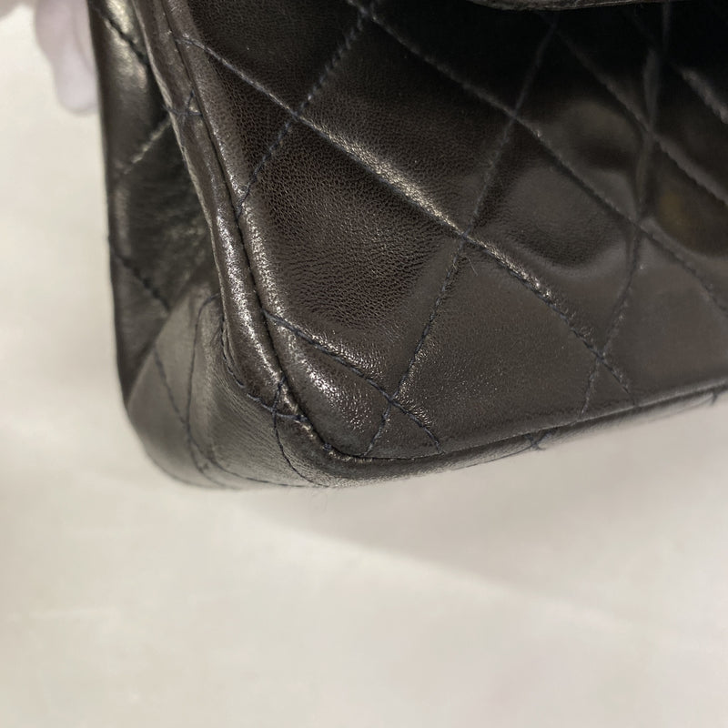 【6kb0849】シャネル ショルダーバッグ マトラッセ Wフラップ Wチェーン ラムスキン ブラック ゴールド金具【中古】レディース