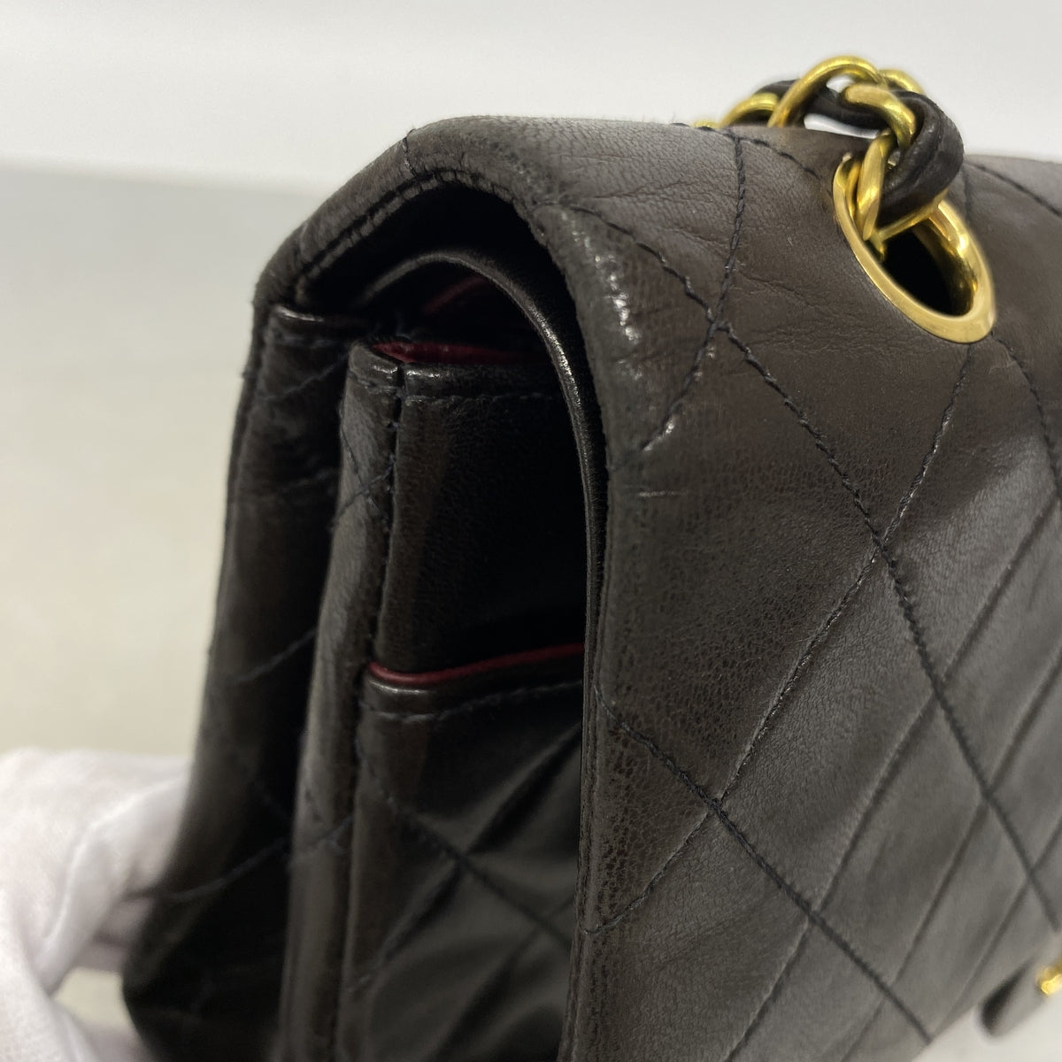【6kb0849】シャネル ショルダーバッグ マトラッセ Wフラップ Wチェーン ラムスキン ブラック ゴールド金具【中古】レディース