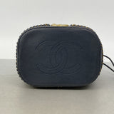 【6kb0850】シャネル ショルダーバッグ Vステッチ シェブロン レザー ネイビー ゴールド金具【中古】レディース