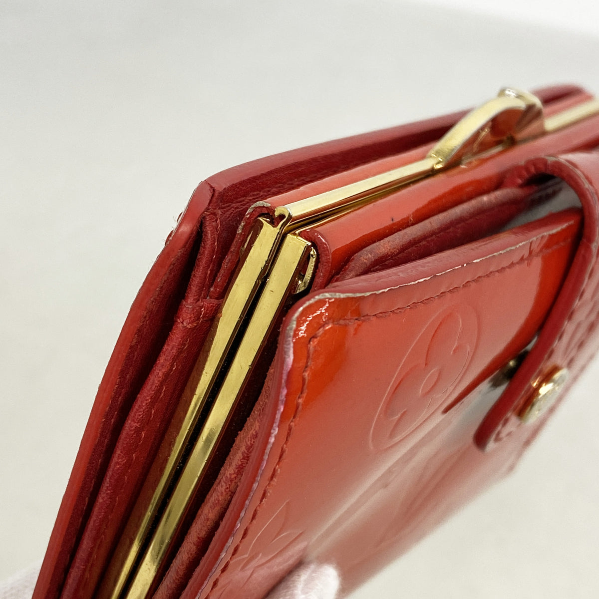 【6kb0874】ルイヴィトン 財布 ヴェルニ ポルトモネビエヴィエノワ M91208 ルージュ【中古】レディース