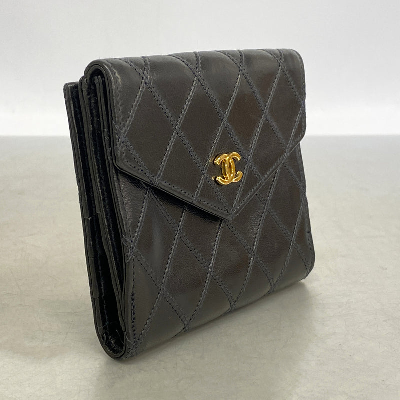【6kb0875】シャネル 財布 ビコローレ ラムスキン ブラック ゴールド金具【中古】レディース