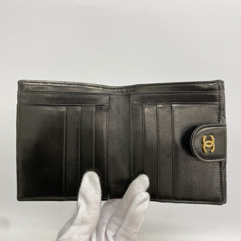 【6kb0875】シャネル 財布 ビコローレ ラムスキン ブラック ゴールド金具【中古】レディース
