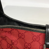 【6kb0876】グッチ ショルダーバッグ GGキャンバス/ジャッキー 001 3306 キャンバス レッド ブラック シルバー金具【中古】レディース