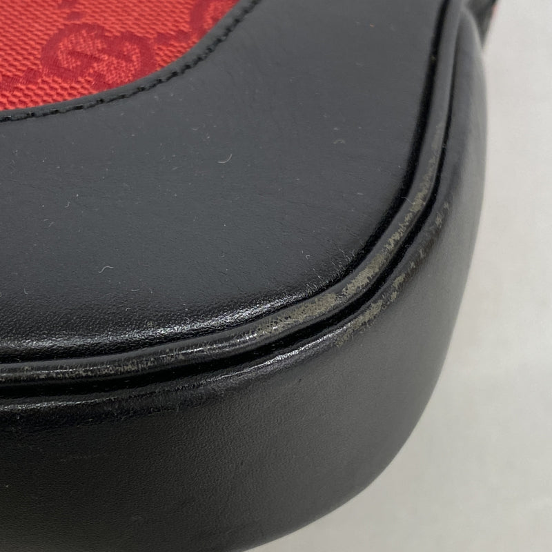 【6kb0876】グッチ ショルダーバッグ GGキャンバス/ジャッキー 001 3306 キャンバス レッド ブラック シルバー金具【中古】レディース