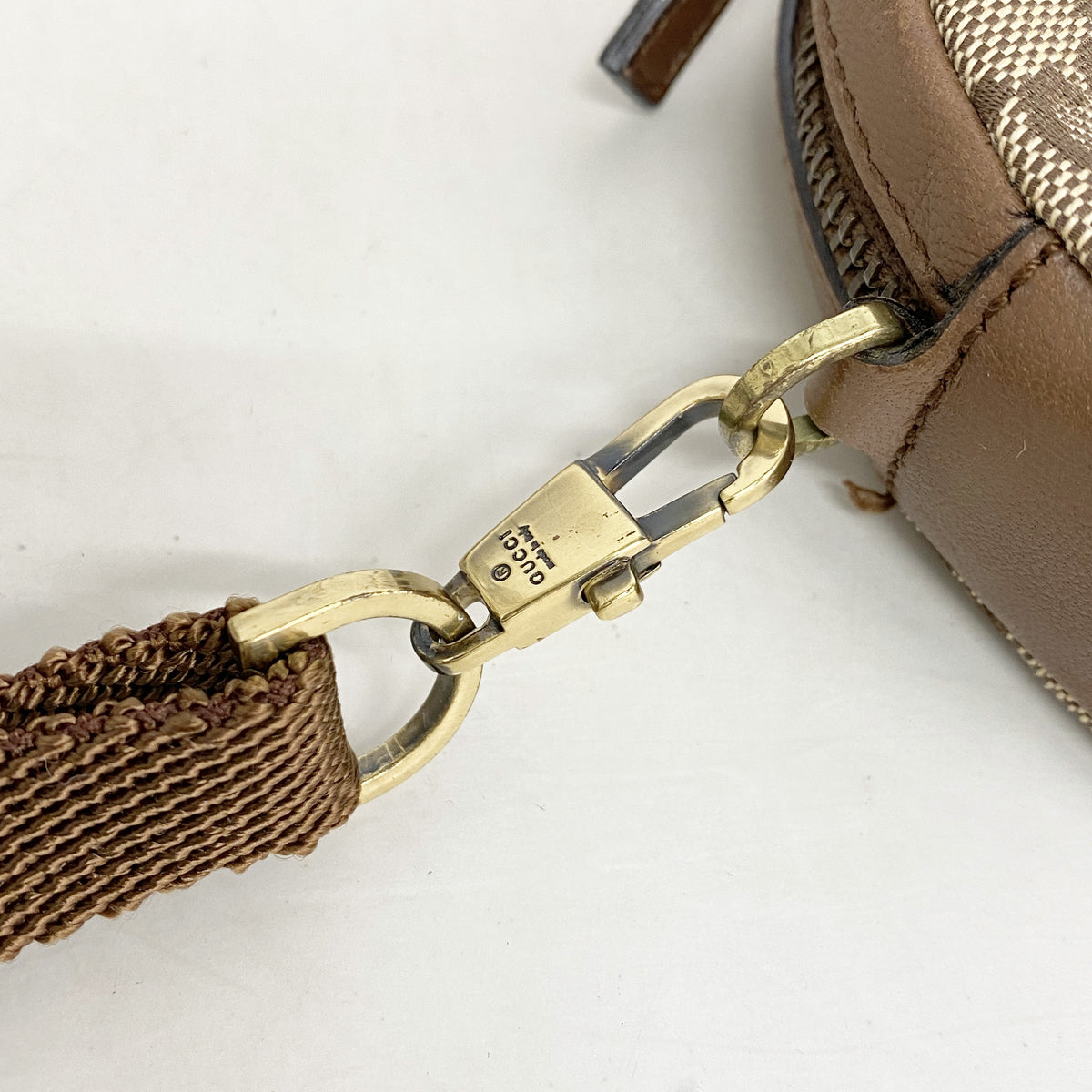 【6kb0877】グッチ ショルダーバッグ GGキャンバス 90700 キャンバス ブラウン ゴールド金具【中古】レディース