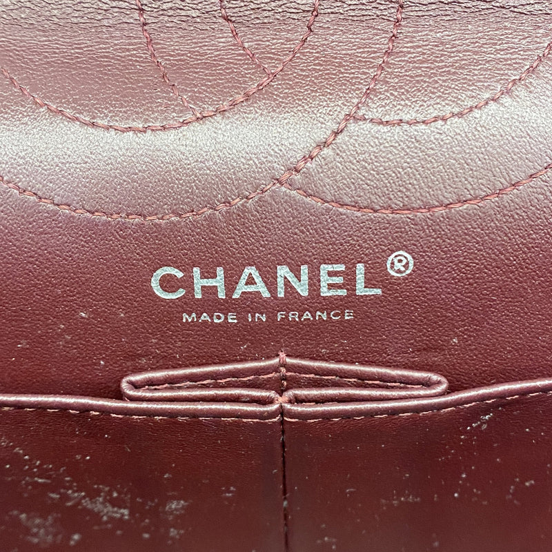 【6kb0888】シャネル ショルダーバッグ 2.55 Wフラップ Wチェーン カーフスキン ブラック シルバー金具【中古】レディース