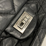【6kb0888】シャネル ショルダーバッグ 2.55 Wフラップ Wチェーン カーフスキン ブラック シルバー金具【中古】レディース