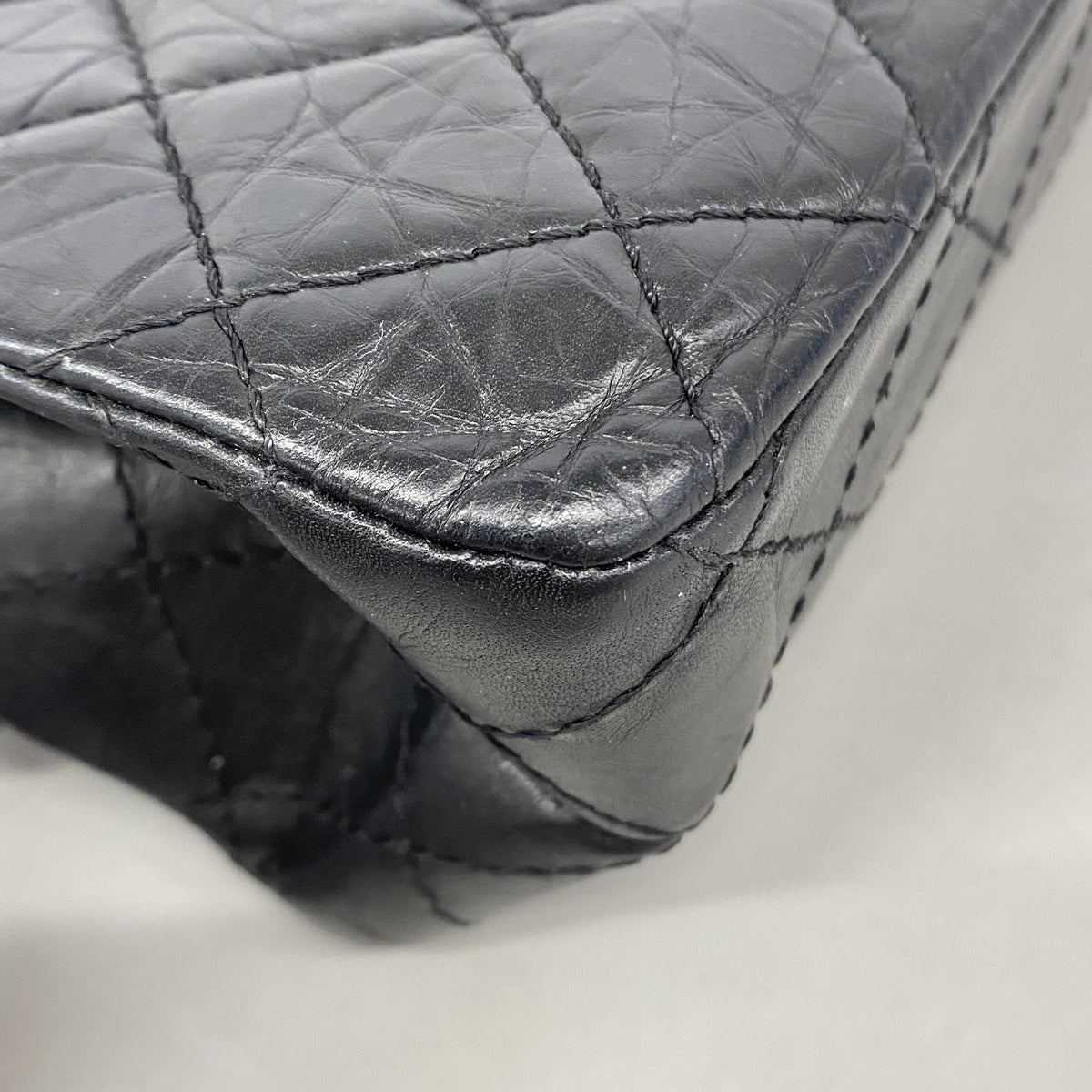 【6kb0888】シャネル ショルダーバッグ 2.55 Wフラップ Wチェーン カーフスキン ブラック シルバー金具【中古】レディース