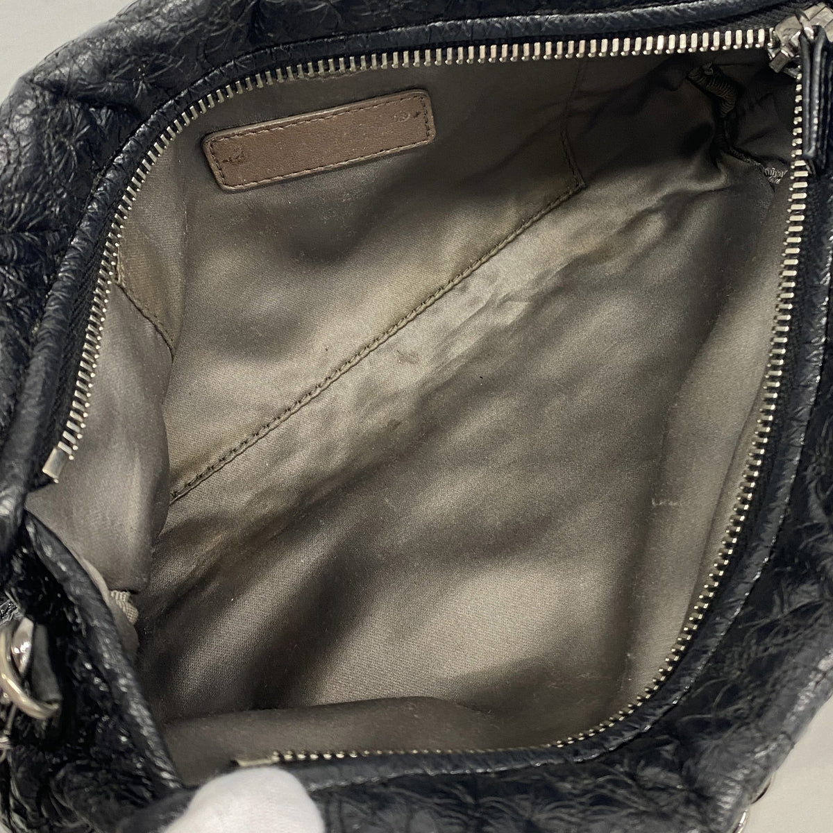 【6kb0890】シャネル ショルダーバッグ カメリア チェーンショルダー レザー ブラック シルバー金具【中古】レディース