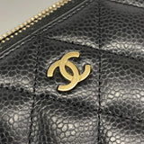 【6kb0892】シャネル 長財布 マトラッセ キャビアスキン ブラック ゴールド金具【中古】レディース