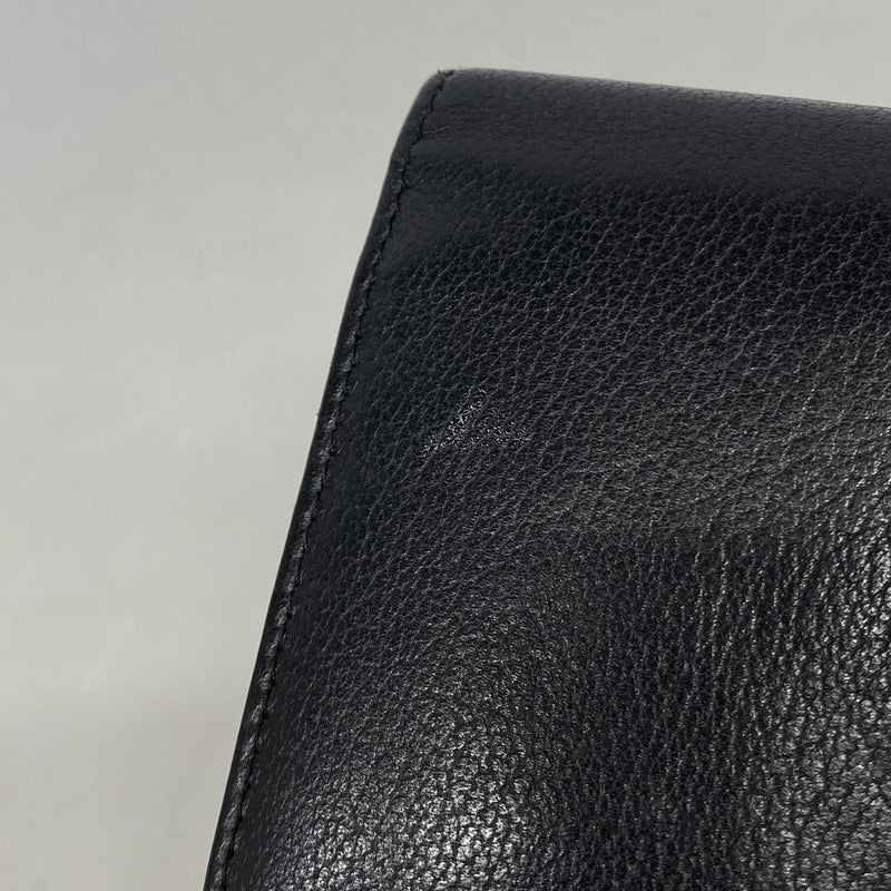 【6kb0893】シャネル 長財布 カメリア レザー ブラック ゴールド金具【中古】レディース