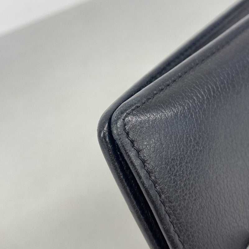 【6kb0893】シャネル 長財布 カメリア レザー ブラック ゴールド金具【中古】レディース
