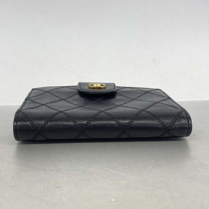 【6kb0894】シャネル 財布 ビコローレ レザー ブラック ゴールド金具【中古】レディース