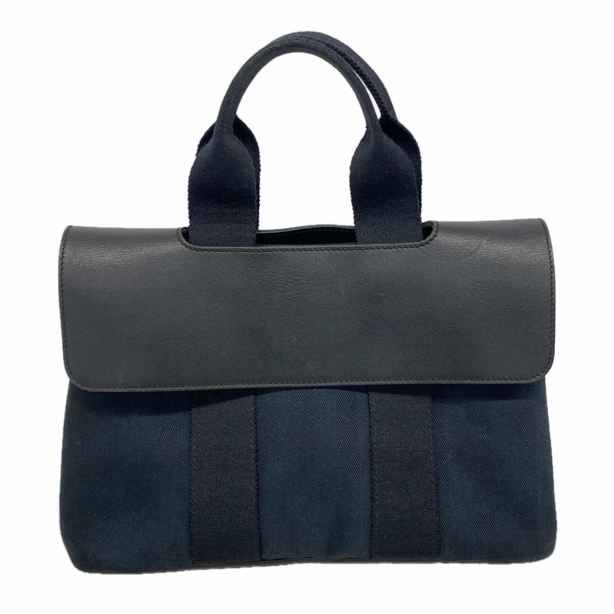 【6kb0906】エルメス トートバッグ ヴァルパライソPM トワルシェブロン ブラック シルバー金具【中古】レディース