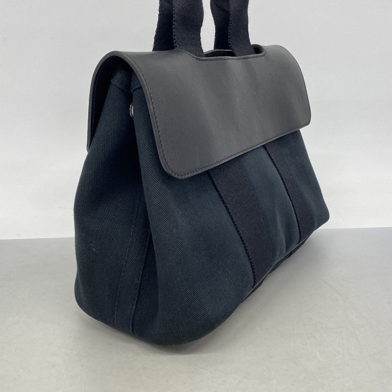 【6kb0906】エルメス トートバッグ ヴァルパライソPM トワルシェブロン ブラック シルバー金具【中古】レディース