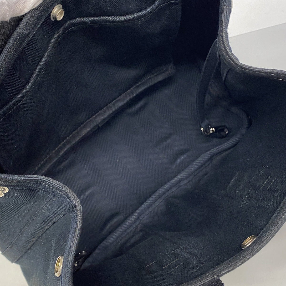 【6kb0906】エルメス トートバッグ ヴァルパライソPM トワルシェブロン ブラック シルバー金具【中古】レディース