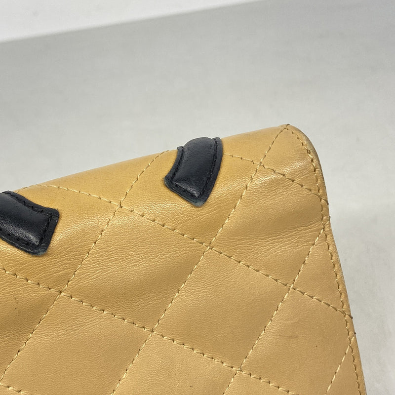 【6kb0908】シャネル 長財布 カンボン ラムスキン ブラウン ブラック シルバー金具【中古】レディース