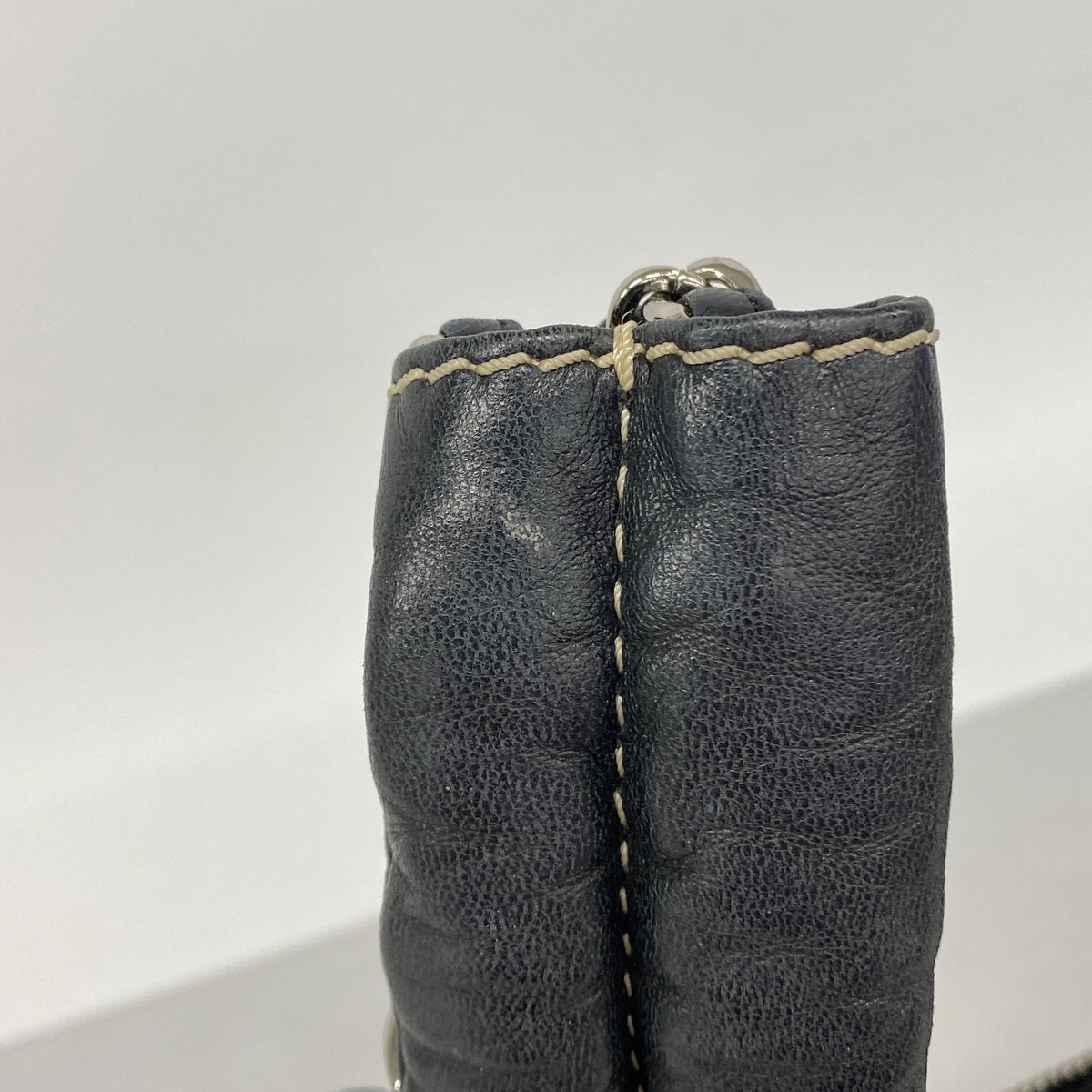 【6kb0916】シャネル ショルダーバッグ チェーンショルダー キャンバス ベージュ ブラック シルバー金具【中古】レディース