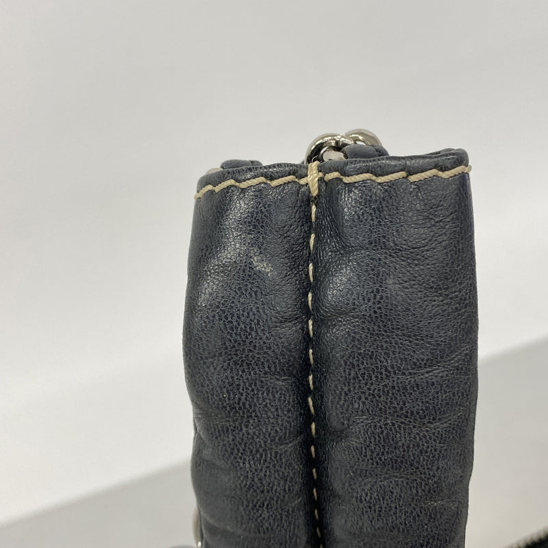 【6kb0916】シャネル ショルダーバッグ チェーンショルダー キャンバス ベージュ ブラック シルバー金具【中古】レディース