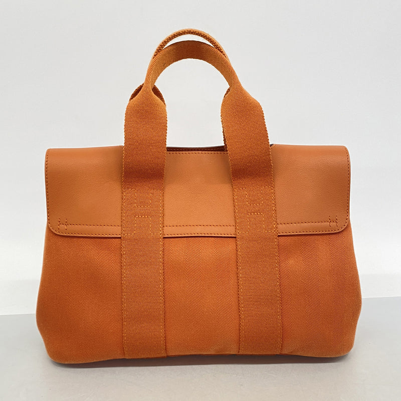 【6kb0917】エルメス トートバッグ ヴァルパライソPM トワルシェブロン オレンジ シルバー金具【中古】レディース