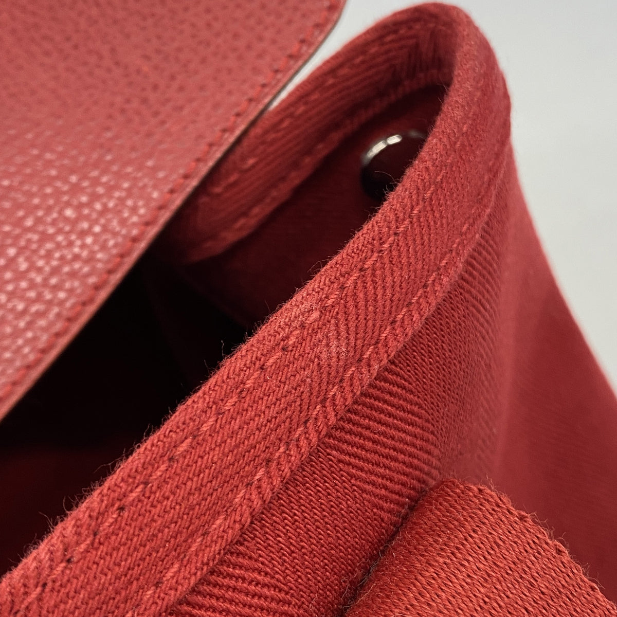 【6kb0918】エルメス トートバッグ ヴァルパライソPM トワルシェブロン レッド シルバー金具 □J刻印【中古】レディース