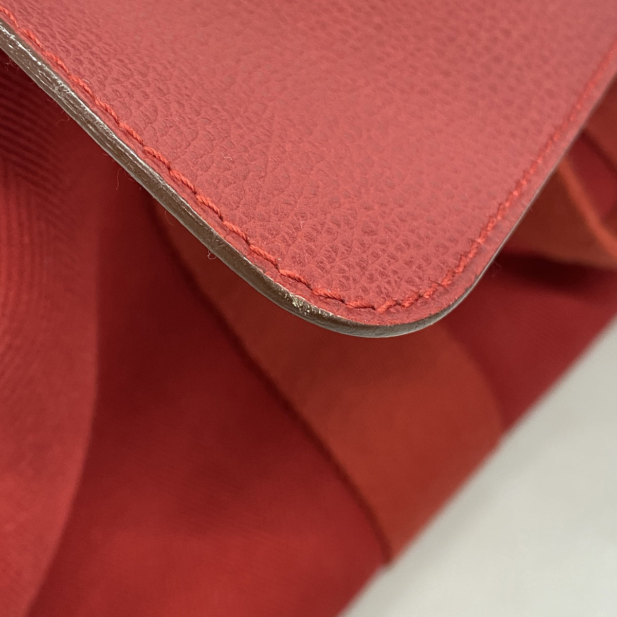 【6kb0918】エルメス トートバッグ ヴァルパライソPM トワルシェブロン レッド シルバー金具 □J刻印【中古】レディース