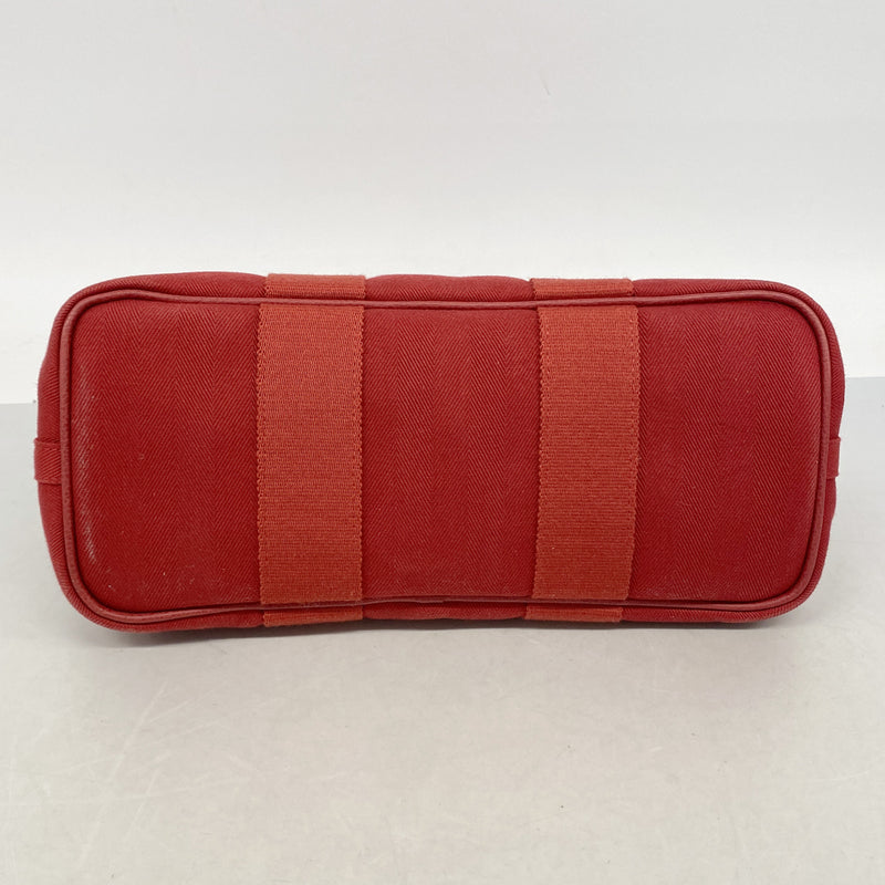 【6kb0918】エルメス トートバッグ ヴァルパライソPM トワルシェブロン レッド シルバー金具 □J刻印【中古】レディース
