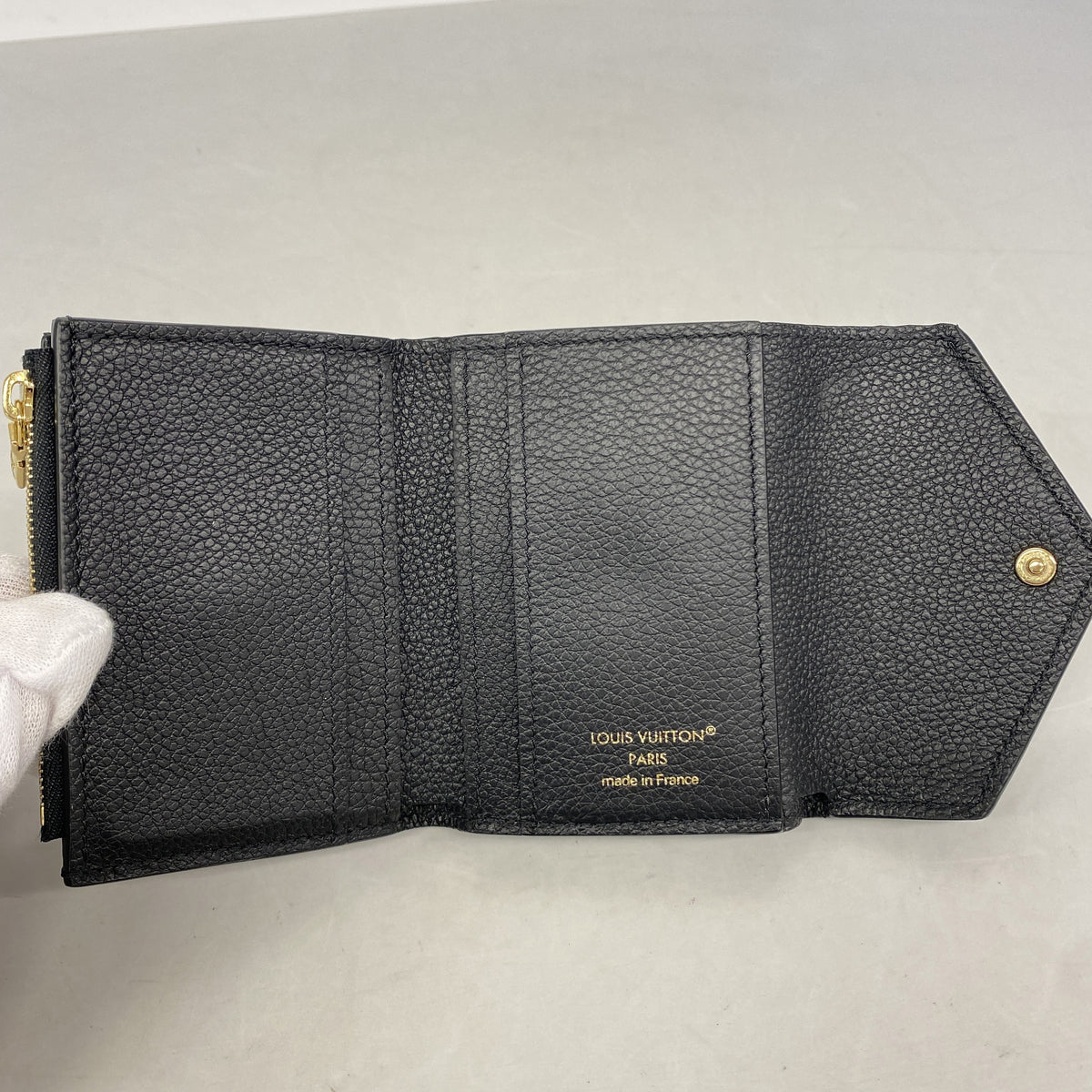 【6kb0923】ルイヴィトン 三つ折り財布 モノグラム・アンプラント ポルトフォイユゾエ M62935 ノワール【中古】レディース