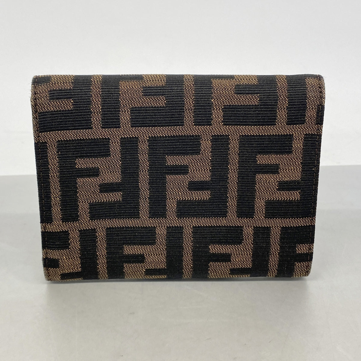 【6kb0924】フェンディ 三つ折り財布 ズッカ ナイロンキャンバス ブラウン シルバー金具【中古】レディース