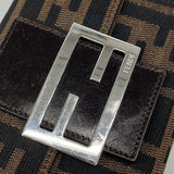 【6kb0924】フェンディ 三つ折り財布 ズッカ ナイロンキャンバス ブラウン シルバー金具【中古】レディース
