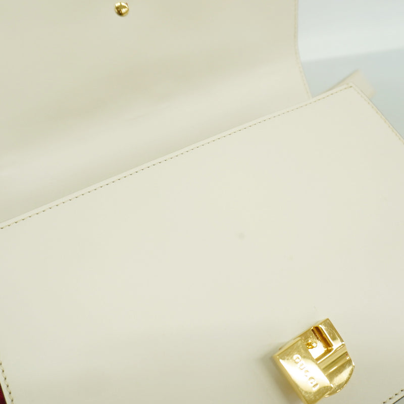 【6kb0929】グッチ ショルダーバッグ シェリーライン 421882 レザー アイボリー ゴールド金具【中古】レディース