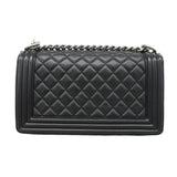 【6kb0967】シャネル ショルダーバッグ ボーイシャネル チェーンショルダー ラムスキン ブラック シルバー金具【中古】レディース