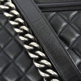 【6kb0967】シャネル ショルダーバッグ ボーイシャネル チェーンショルダー ラムスキン ブラック シルバー金具【中古】レディース