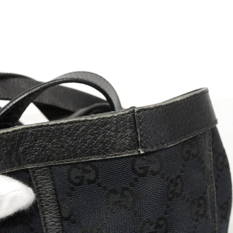 【6kb0973】グッチ トートバッグ GGキャンバス 141472 キャンバス ブラック ゴールド金具【中古】レディース