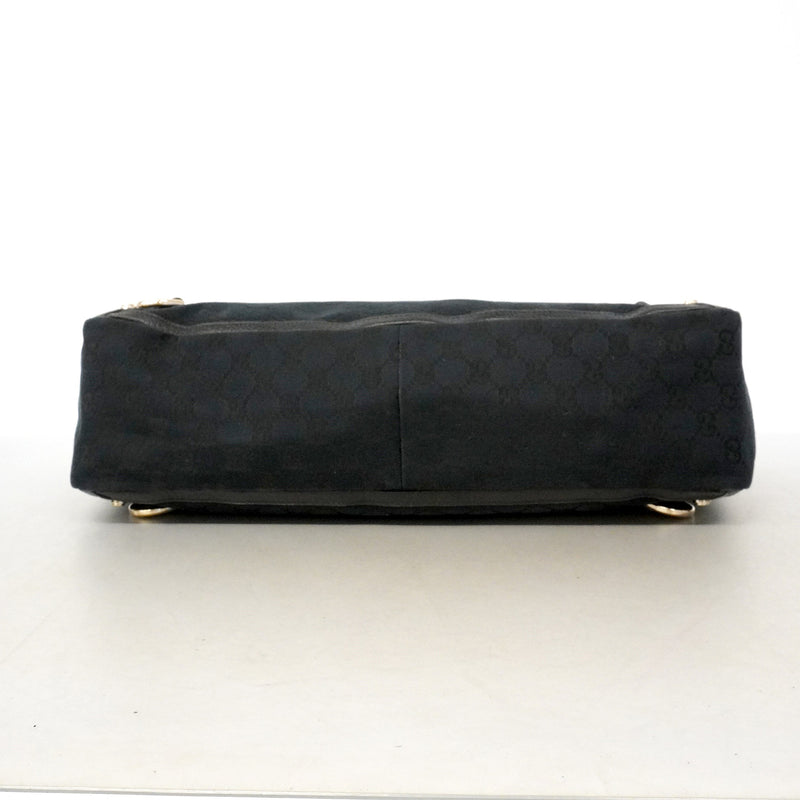 【6kb0973】グッチ トートバッグ GGキャンバス 141472 キャンバス ブラック ゴールド金具【中古】レディース