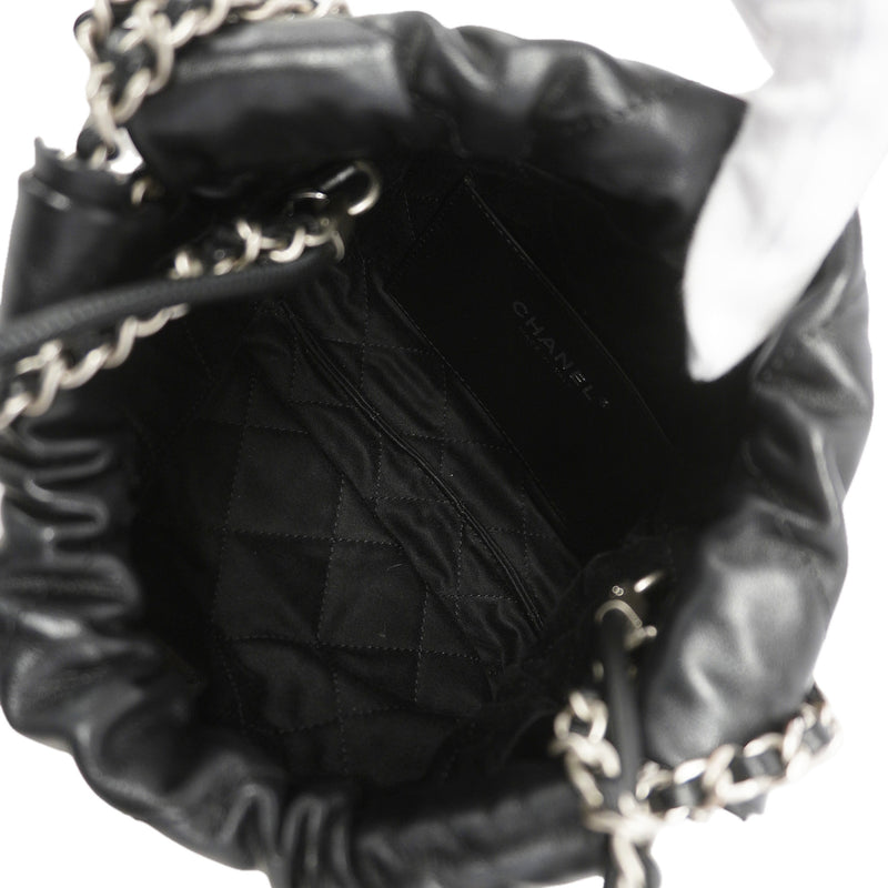 【6kb0984】シャネル ショルダーバッグ チェーンショルダー シャネル22 ミニ カーフスキン ブラック シルバー金具【中古】レディース