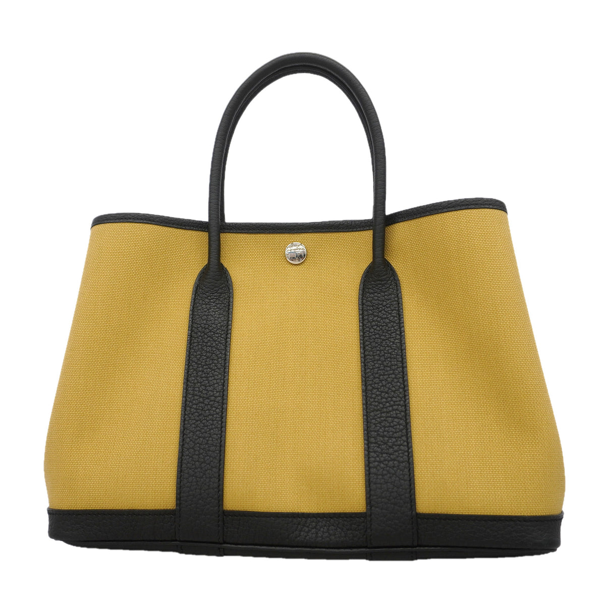 【6kb0990】エルメス トートバッグ ガーデンパーティTPM トワルオフィシエ ブラック ベージュ シルバー金具 W刻印【中古】レディース