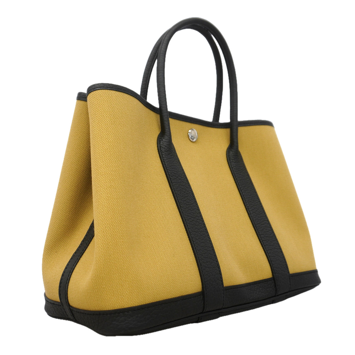 【6kb0990】エルメス トートバッグ ガーデンパーティTPM トワルオフィシエ ブラック ベージュ シルバー金具 W刻印【中古】レディース
