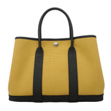 【6kb0990】エルメス トートバッグ ガーデンパーティTPM トワルオフィシエ ブラック ベージュ シルバー金具 W刻印【中古】レディース