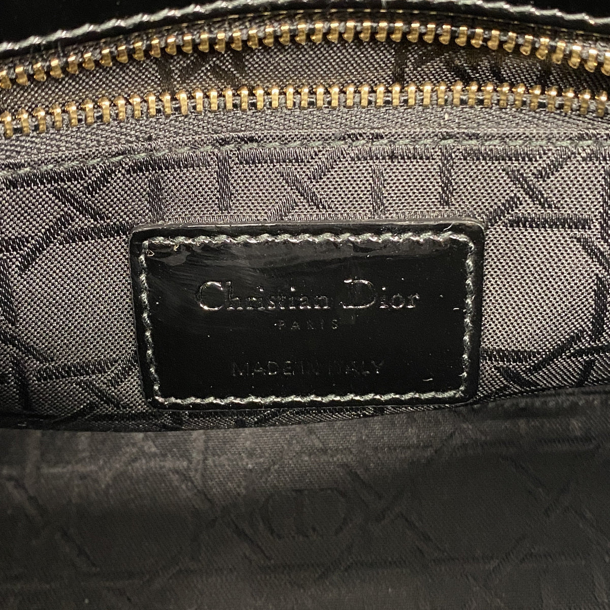 【6kb1033】クリスチャンディオール ハンドバッグ カナージュ レディディオール エナメル ブラック ゴールド金具 2wayバッグ【中古】レディース
